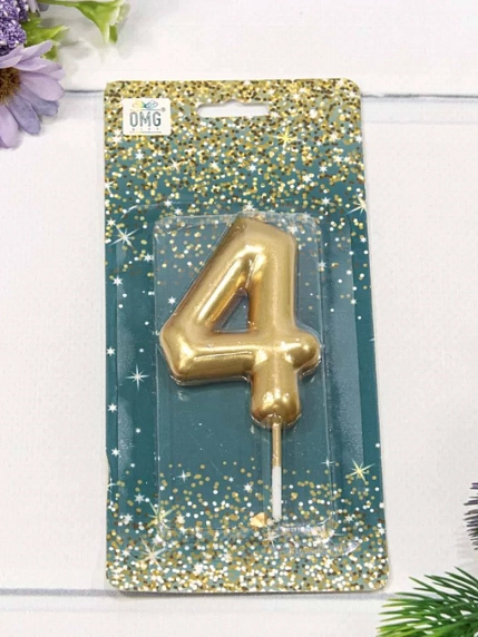 Свеча для торта «Цифра 4», 6 см, фото 1.