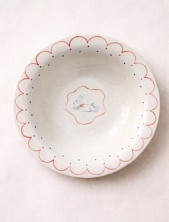 Тарелка ручной работы глубокая от Tree House  "Кролик с бантиком", керамика, 18 см