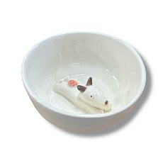 Пиала ручной работы с фигуркой внутри Собачка, белая, керамика, 12,5 см