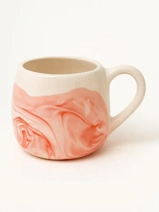 Кружка ручной работы РУКИ В ГЛИНЕ «Розовый мрамор», керамика, 400 мл, круглая