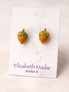 Серёжки-гвоздики Elizabeth Madar «Жёлудь», керамика