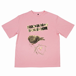 Оверсайз футболка Barking Store «BroCken home», XL муж., розовый