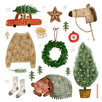 Стикерпак на Новый год «Декабрьское настроение», 14*14 см, фото 1.