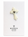 Брошь ручной работы Bulygin «Крест», бело-серебристая, фарфор, превью фото 1