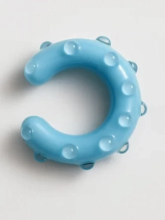 Кафф Лампджой глянцевый, стекло, голубой в горошек