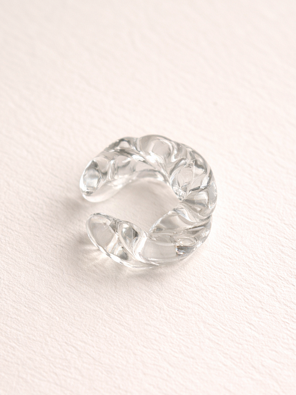 Кафф Лампджой с переплетением, стекло, глянцевый, прозрачный, фото 1.