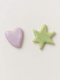 Серёжки-гвоздики Радость Рядом «Звезда и сердце», полимерная глина