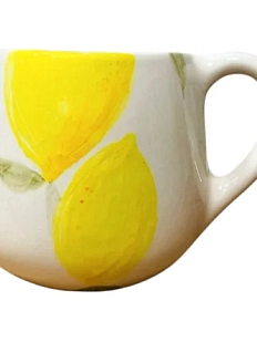 Кружка ручной работы Катя Вебер «Лимоны», белая, полуфарфор, 350 мл
