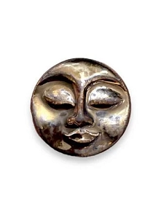 Брошь ручной работы КерамЕлКа «Лицо большое», металлик, керамика