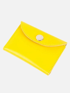 Cкладной кошелек-визитница ручной работы, Kokosina bags, натуральная кожа, жёлтый