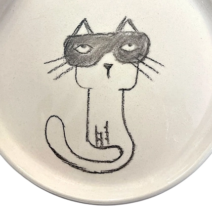 Тарелка ручной работы Правильная посуда «Котик в очках», керамика, фото 2.