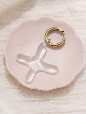 Моносерьга ручной работы «Крестик», полимерная глина, прозрачная, фото 3.