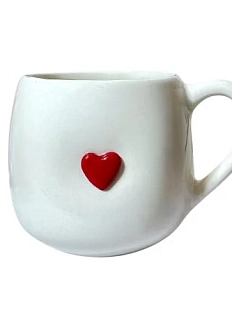 Кружка ручной работы Катя Вебер с фигуркой сердца, белая, полуфарфор, 200 мл
