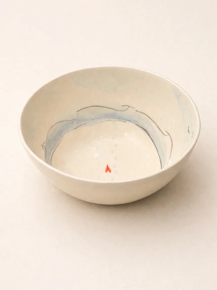 Пиала ручной работы НАДО ЖЕ с росписью «Девочка с собачкой», белая, керамика, 13 см, фото 3.