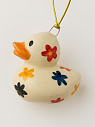 Ёлочная игрушка Утёнок с разноцветными цветочками, 4 см, превью фото 2