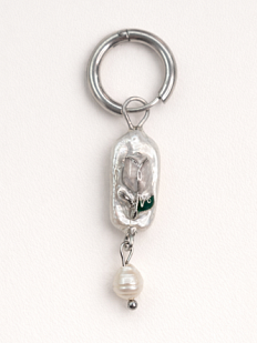 Моносерьга ручной работы Pet Polly Pocket «Тюльпан с жемчужинкой», полимерная глина