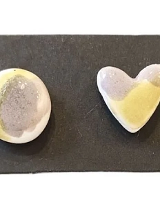 Серёжки-гвоздики Мария Гордеева асимметричные с акварельными разводами, керамика