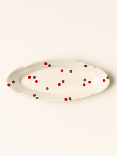 Селедочница ручной работы «Конфетти», белая керамика, 29 см