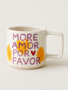 Кружка ручной работы «More amor por favor», керамика, 350 мл