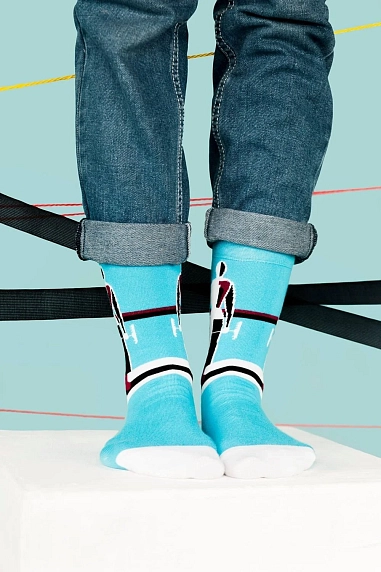 Носки «Женщина с граблями», р-р 42-46, голубые, фото 3.