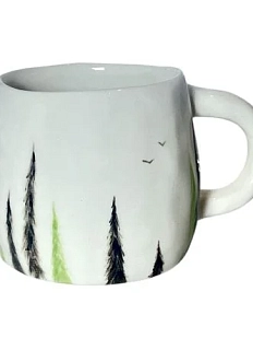 Кружка ручной работы Катя Вебер «Лес», белая, керамика, 200 мл