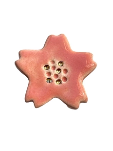 Брошь ручной работы «Цветочек», розовая, Partala ceramics