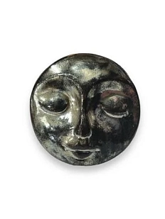 Кольцо ручной работы КерамЕлКа «Большое лицо», чёрно-серебряное, керамика