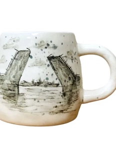 Кружка ручной работы Верба керамика бочонок «Дремлет притихший северный город», керамика, 300 мл