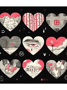 Стикерпак Лемниската «Сердечки», 12 х 12 см