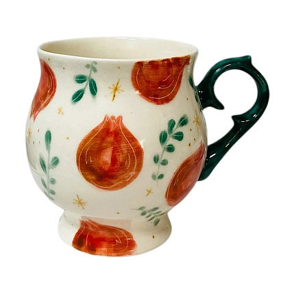 Кружка ручной работы на ножке Чашки и поцелуи «Гранаты», полуфарфор, 250 мл, фото 1.