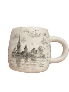 Кружка ручной работы Верба керамика бочонок «В этом городе живёт...», керамика, 300 мл