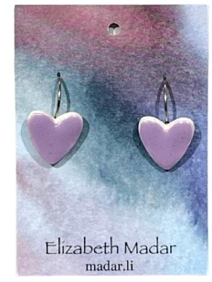 Серьги Elizabeth Madar Сердечки, керамика, сиреневые