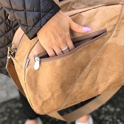 Сумка Ranzel Bags «Hunty Kraft», крафт, тайвек, бежевая, фото 4.