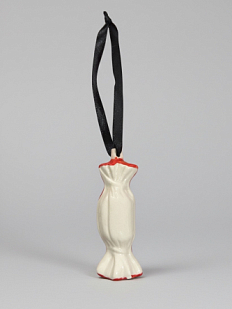 Ёлочная игрушка конфета белая с красным «Карамелька», керамика