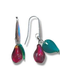 Серьги Керко гранат с листиком, стекло