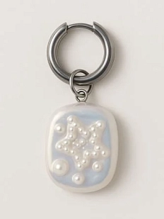 Моносерьга квадратная с жемчужной звёздочкой, полимерная глина