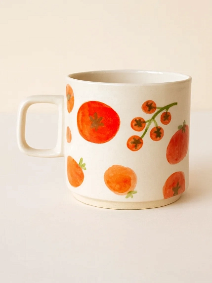 Кружка ручной работы Йеллоускуп «Томаты», керамика, 400 мл, фото 1.