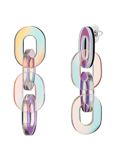 Серьги Monolama «Цепи», переработанный пластик, переливающиеся