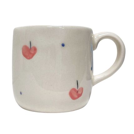 Кружка ручной работы с фигуркой Кот с яблочками, полуфарфор, 250 мл, фото 2.