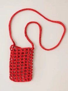 Сумка для телефона вязаная, красная
