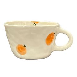 Чашка для чая ручной работы c мандаринами, керамика, 250 мл