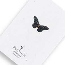 Брошь ручной работы Bulygin «Бабочка», фарфор, чёрно-золотистая