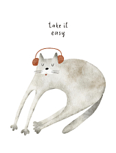 Постер интерьерный Оксана Степовас котиком  «Take it easy», А2