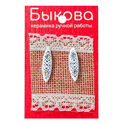Серьги ручной работы «Орнамент»‎, фарфор, фото 1.