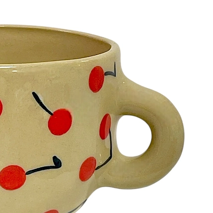 Кружка ручной работы Малёма с росписью Вишенки, керамика, 550 мл, фото 3.