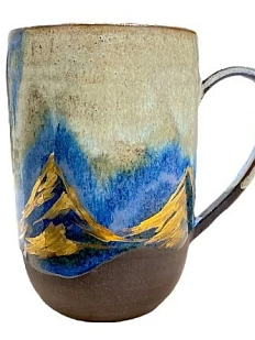Кружка ручной работы «Горы», чёрно-синяя, керамика, 450 мл