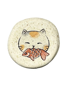 Брошь Керемет «Котик с рыбкой», керамика