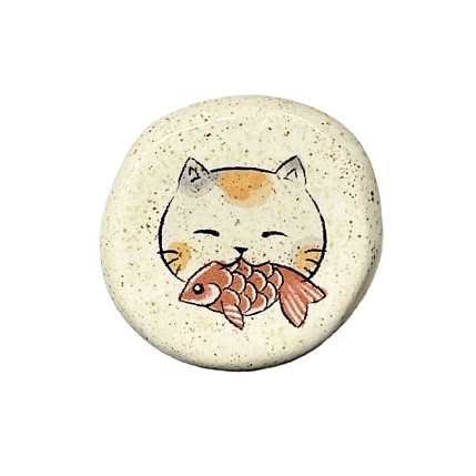 Брошь Керемет «Котик с рыбкой», керамика, фото 1.