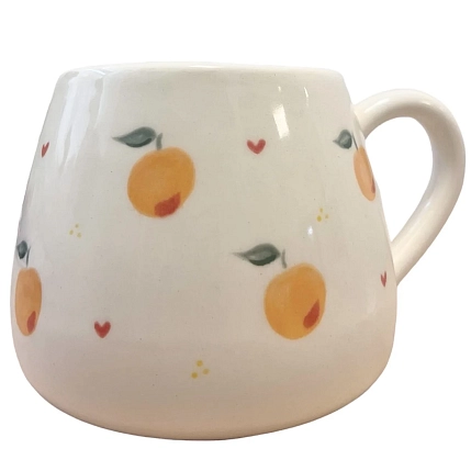 Кружка ручной работы Slowday Ceramics с абрикосами и сердечками, полуфарфор, 250 мл, фото 2.