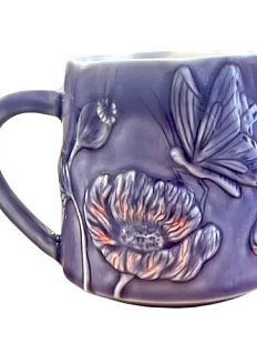 Кружка ручной работы Керамика Александры Пылиной «Бабочка», фиолетовая, фарфор, 430 мл
